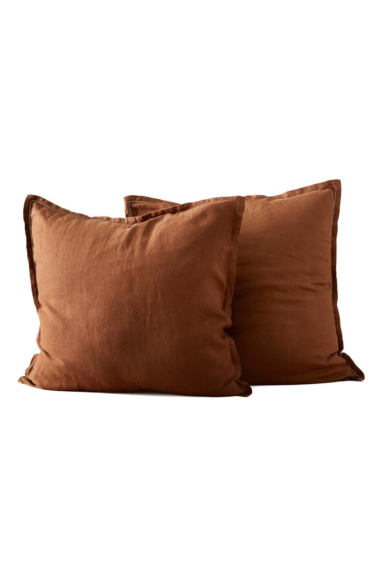 Stonewashed Linen Pillow Sham, Main, color, SIENNA