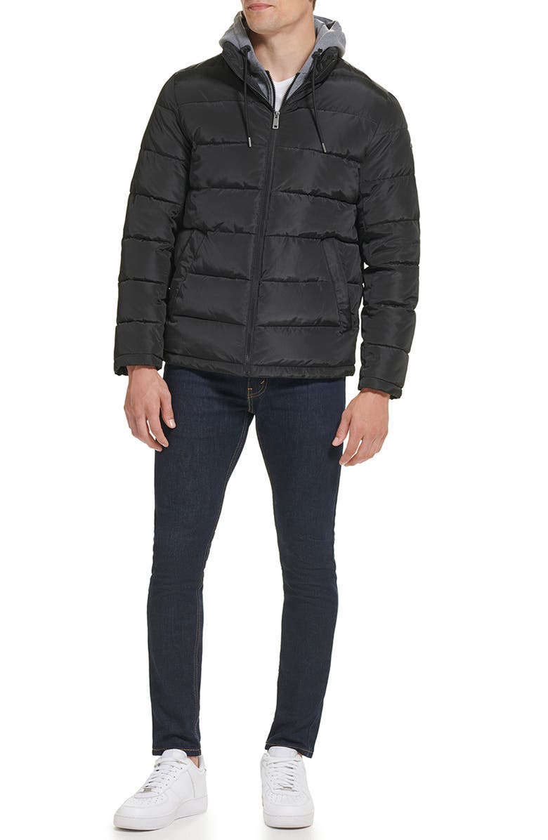 Kenneth Cole New York Hooded Faux Layer Puffer Jacket, Alternate, color, 