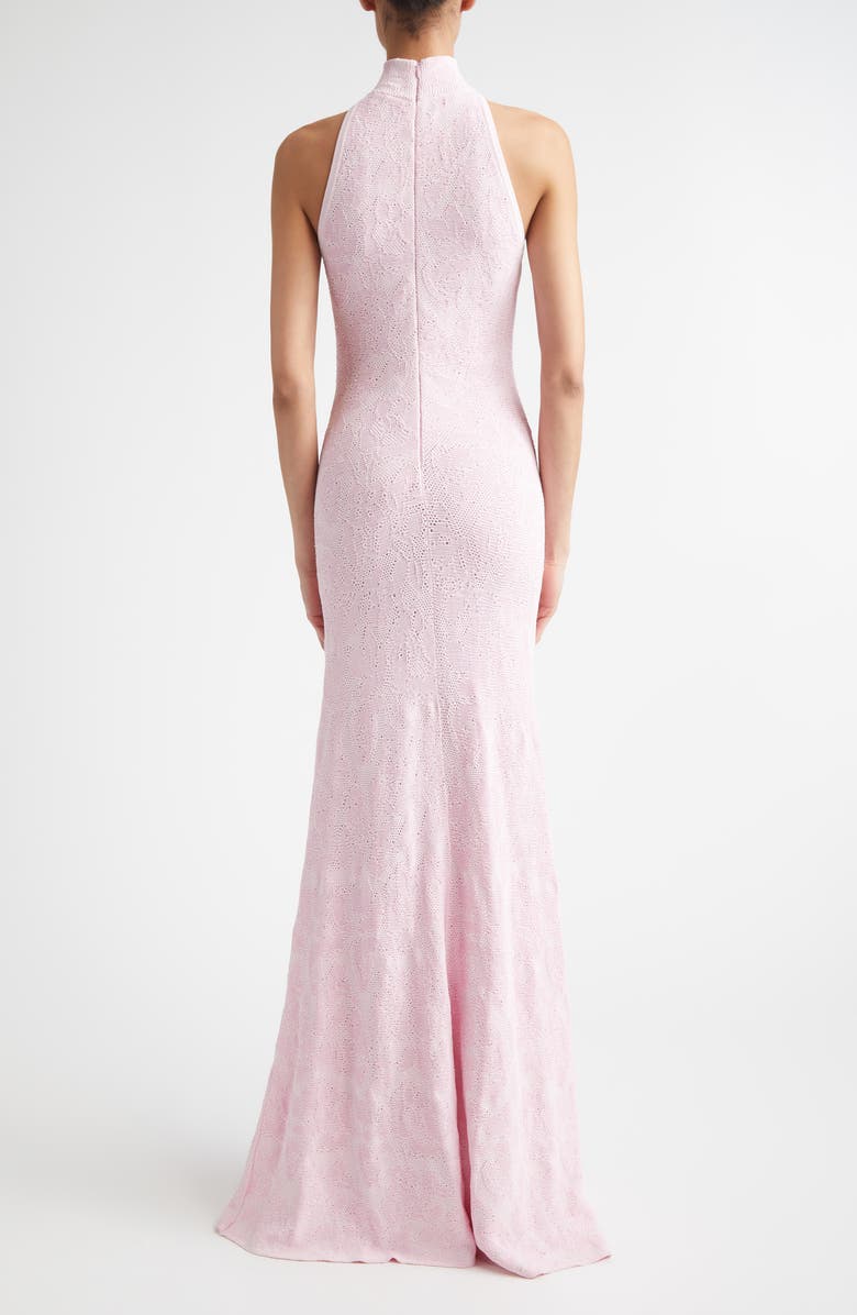 ST. JOHN Floral Jacquard Turtleneck Trumpet Gown, Alternate, color, 