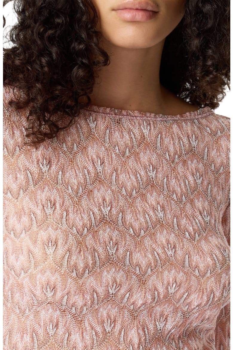 Long-sleeved Mini Cover-up Dress In Lamé Viscose With Foliage Motif, Alternate, color, Multicoloured