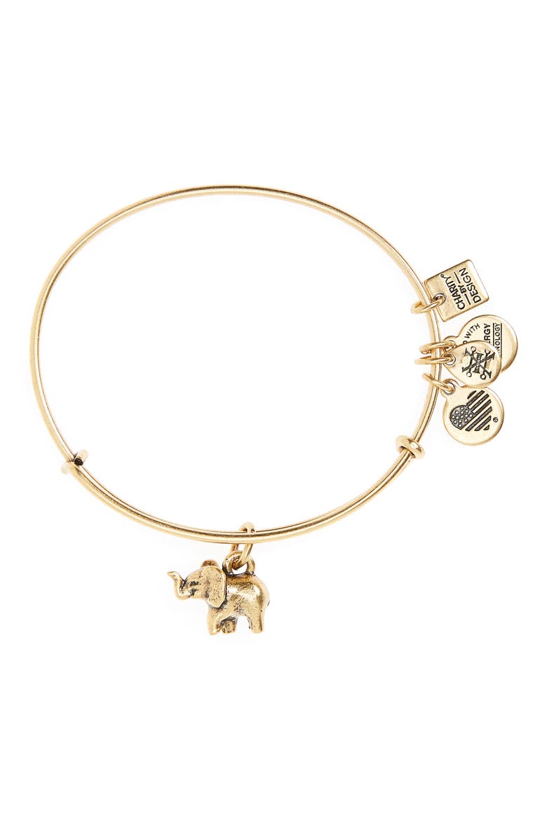 Charity by Design Elephant II Adjustable Bangle, Main, color, GOLD
