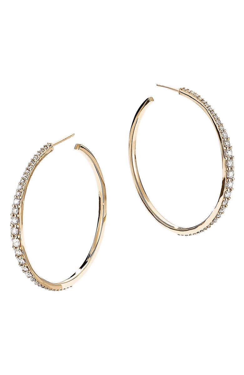 LANA Flawless Graduating Diamond Hoop Earrings, Alternate, color, Yellow Gold