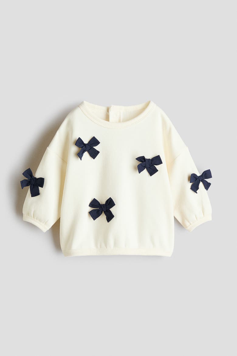 Motif-detail Sweatshirt, Main, color, Cream/bows