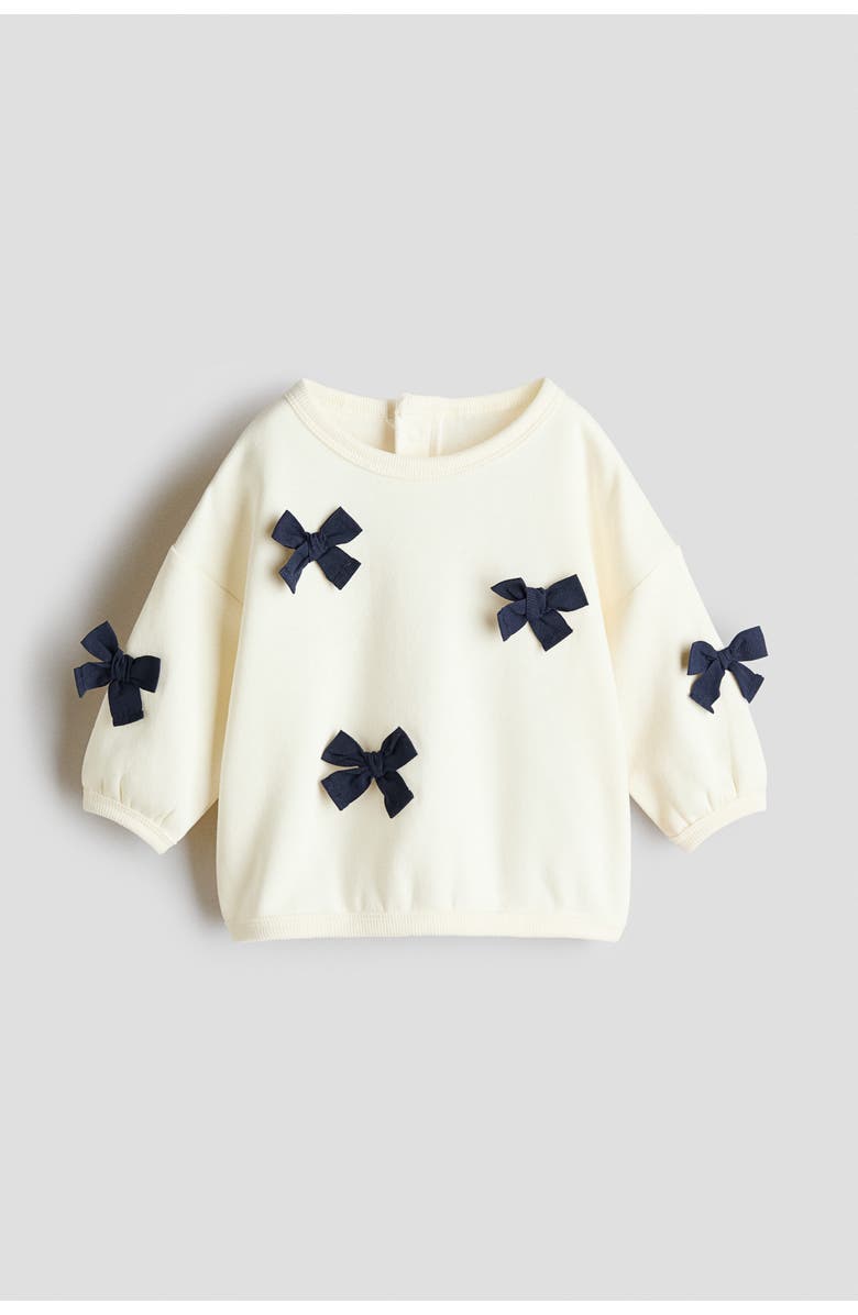 H&M Motif-detail Sweatshirt, Main, color, Cream/Bows