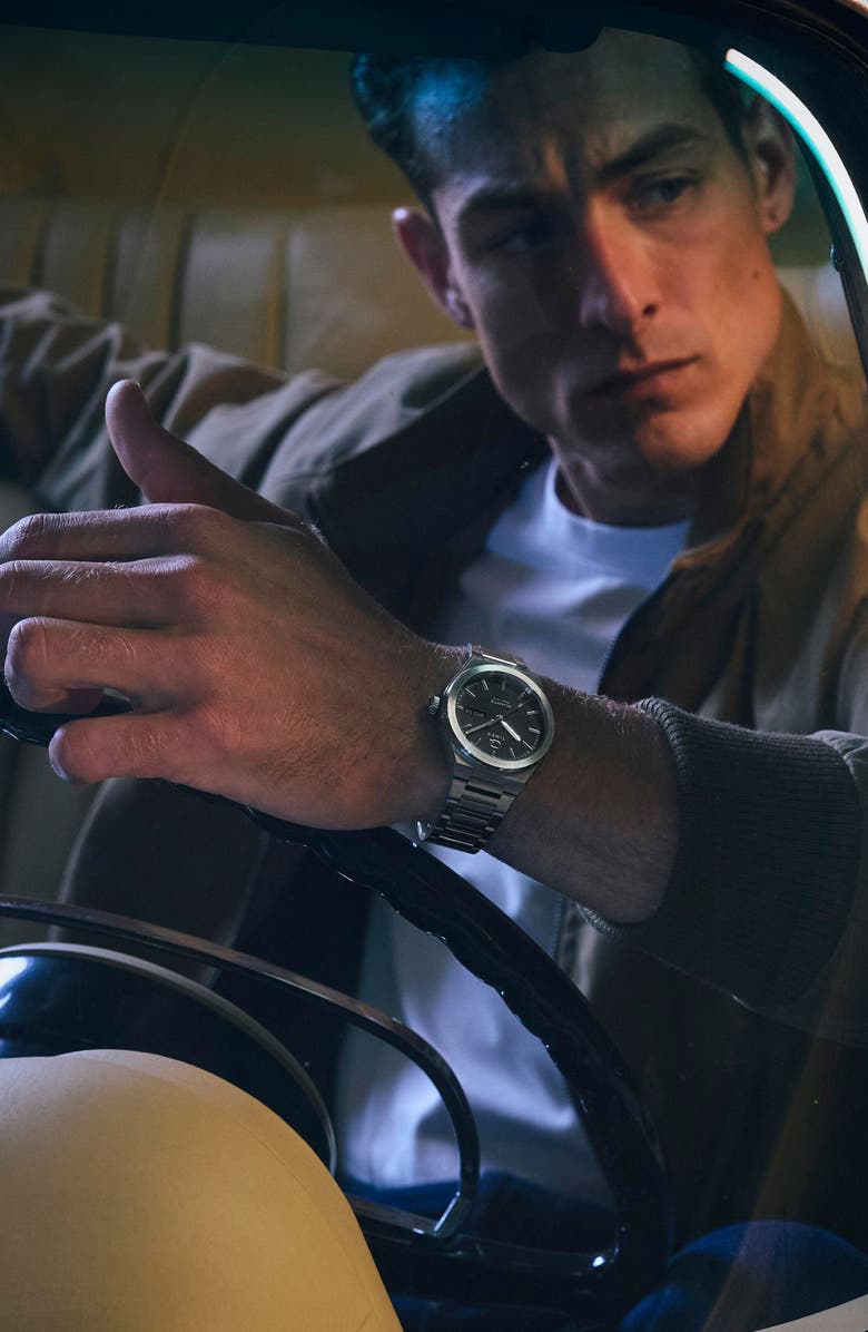 Timex<sup>®</sup> Q Continental Blue Dial Bracelet Watch, 39mm, Alternate, color, Black