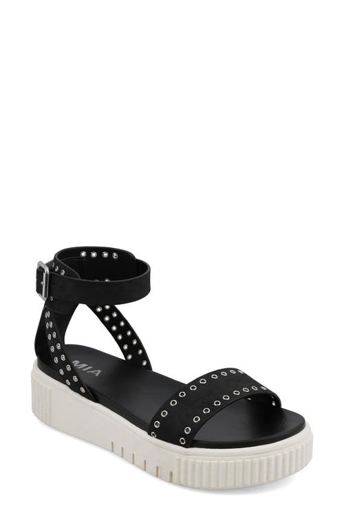 Mia Evelin Ankle Strap Platform Sandal In Black/silver