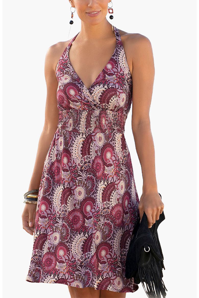 Women's Printed Halter Dress, Main, color, Purple Multi
