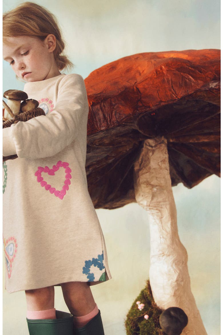 Kids' Embroidered Appliqué Sweater Dress, Alternate, color, OATMEAL BUTTERFLIES