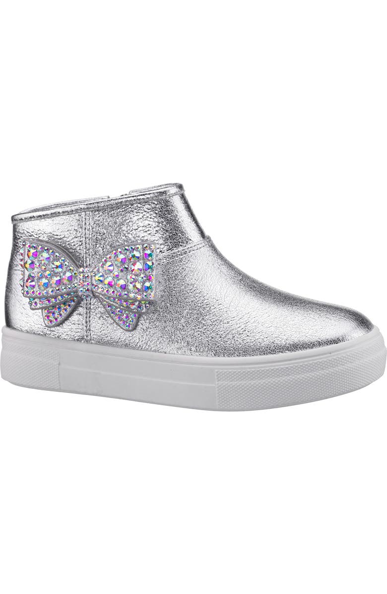 Nina Kids' Gwenny Sneaker, Main, color, Silver Crackled Metallic