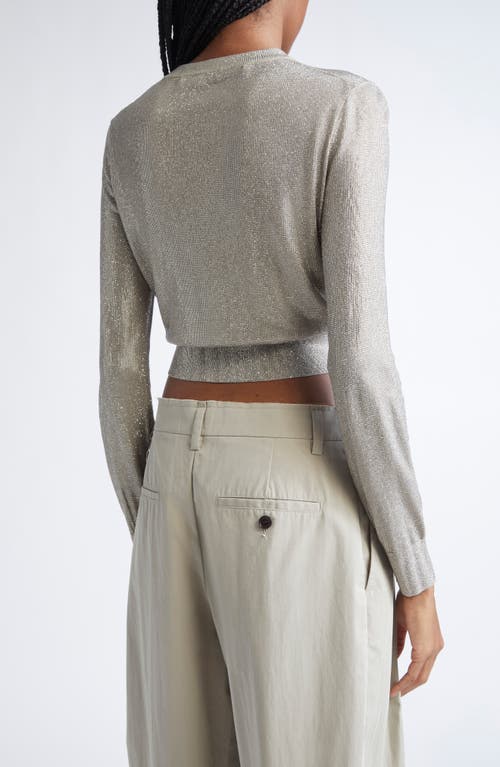 Alexander Wang Crystal Hotfix Crop Cardigan In Gold