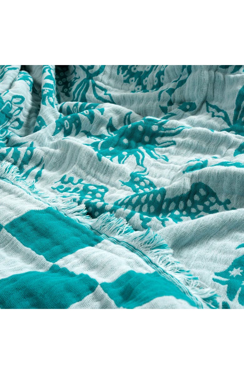 Zsa Zsa Zsu Costa Fringed Jacquard King Size 100% Cotton Bedspread 102X94 In, Alternate, color, Green