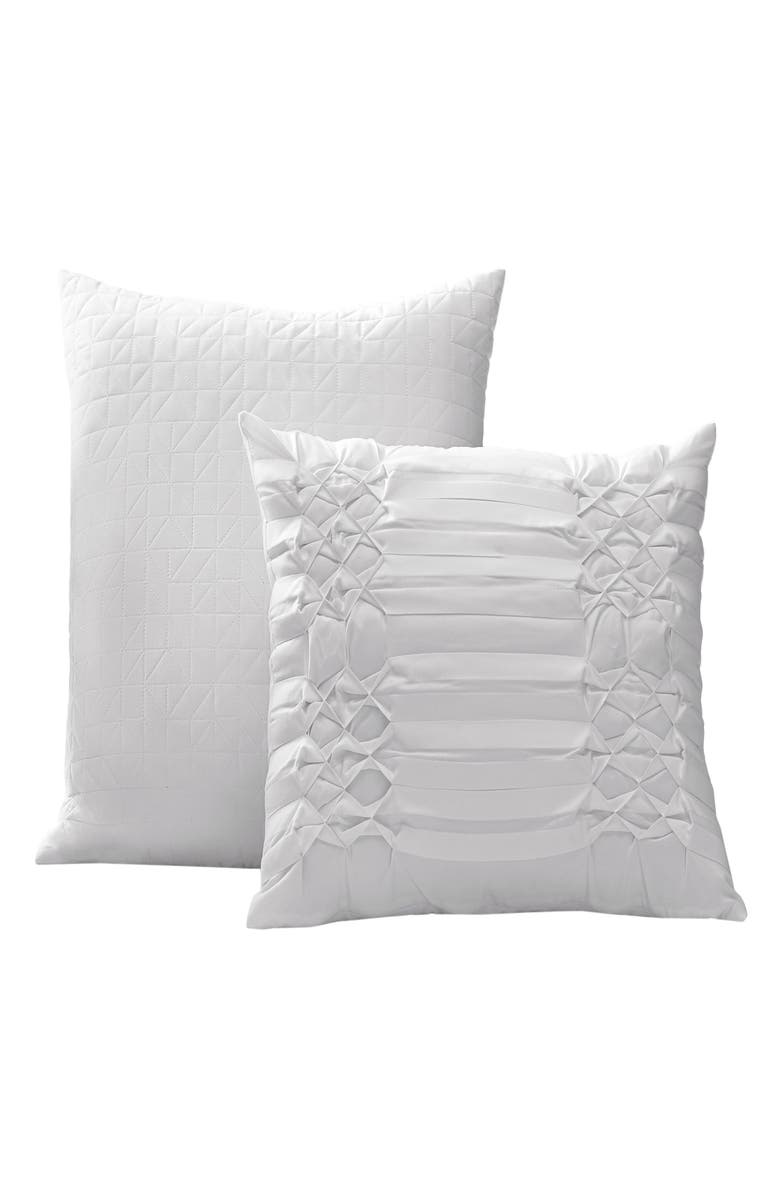 CITY SCENE Triple Diamond Pleated Microfiber Accent Pillow, Alternate, color, White