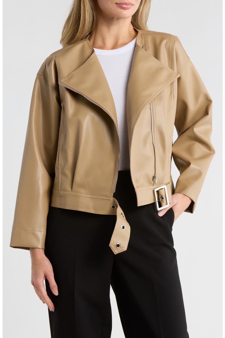 Fara Faux Leather Jacket, Main, color, TAN