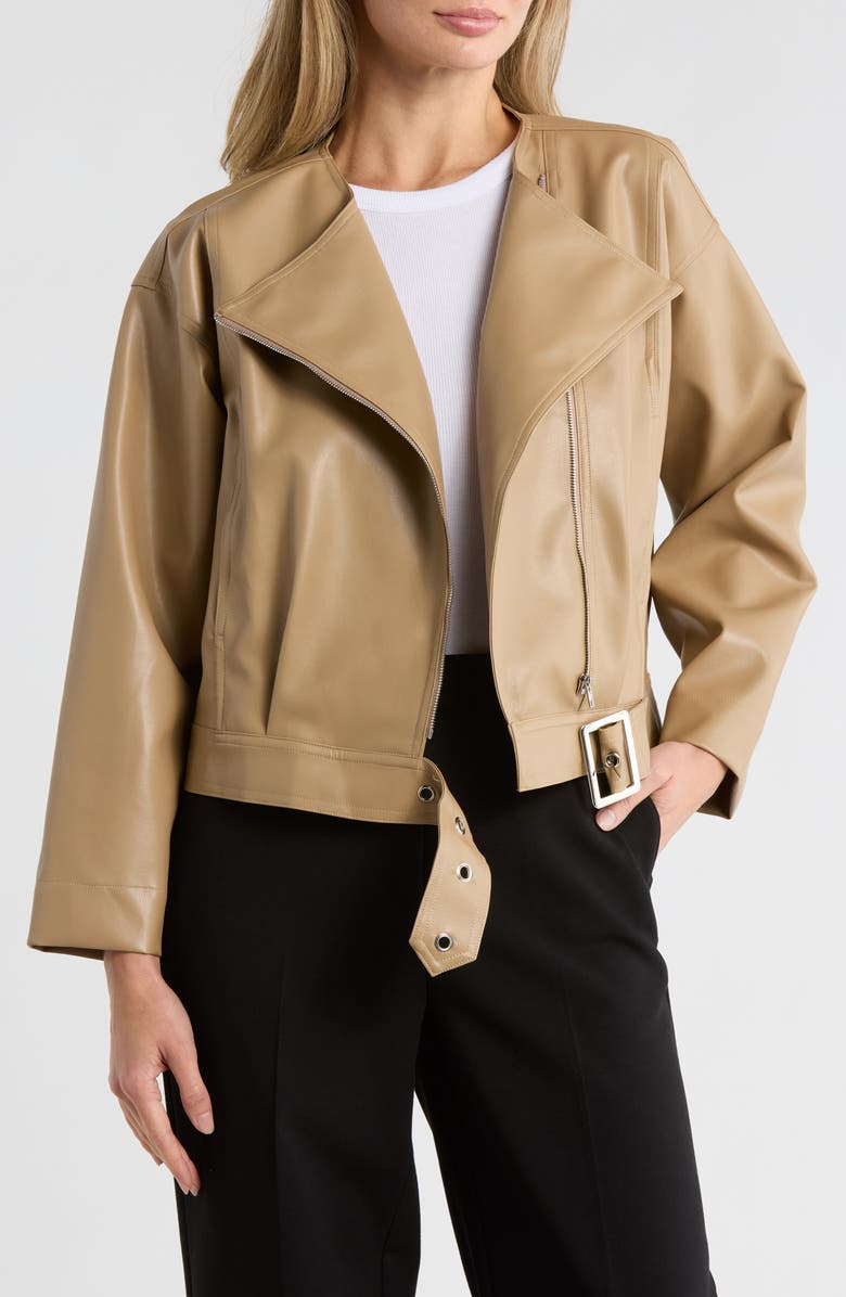AREA STARS Fara Faux Leather Jacket, Main, color, Tan