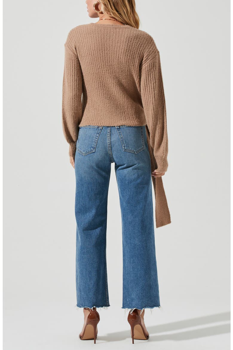 Ribbed Wrap Front Sweater, Alternate, color, BROWN