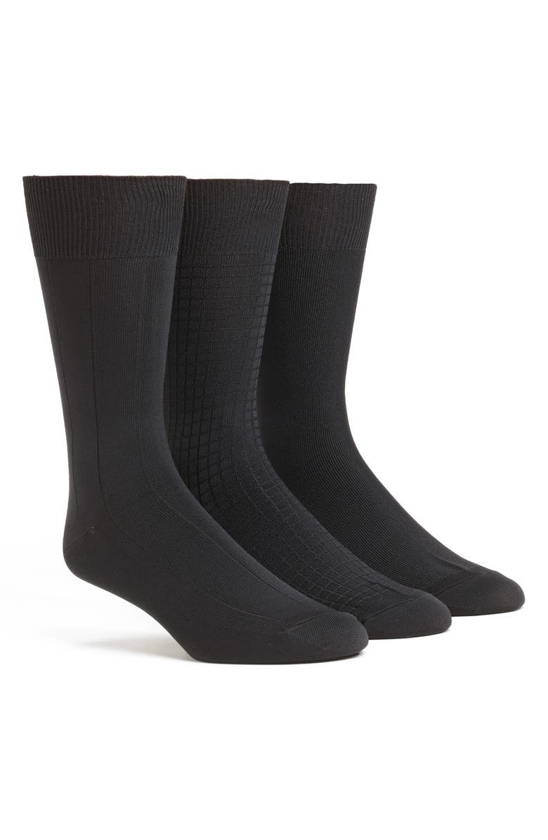 Calvin Klein 3-Pack Microfiber Socks, Alternate, color, Black