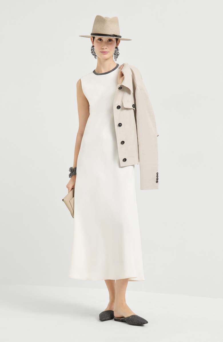 Brunello Cucinelli Dress with precious collar, Alternate, color, Ivory
