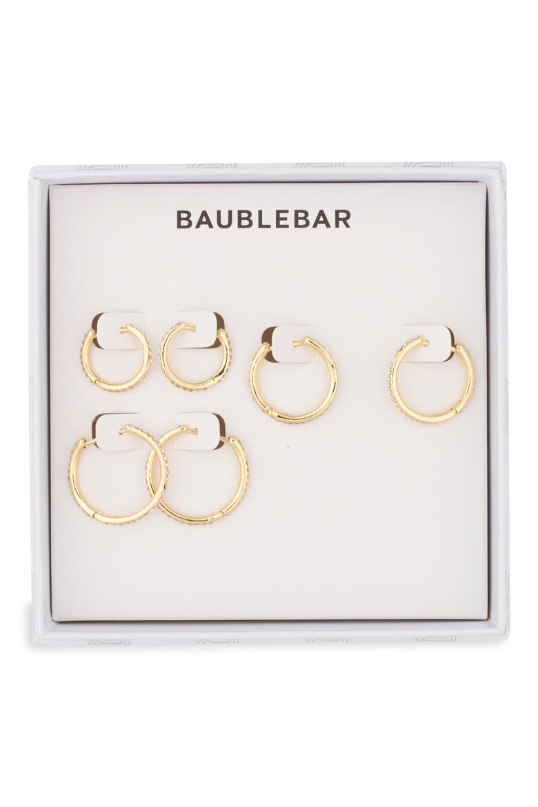 On a Loop Set of 3 Hoop Earrings, Main, color, CLEAR
