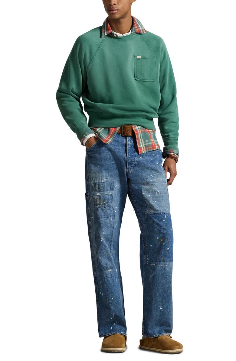 Polo Ralph Lauren Vintage Fit Fleece Crewneck Sweatshirt, Alternate, color, Antique Green