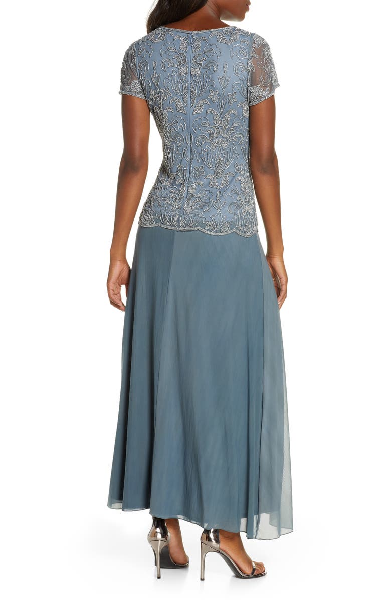 Pisarro Nights Beaded Illusion Neck Chiffon Gown, Alternate, color,