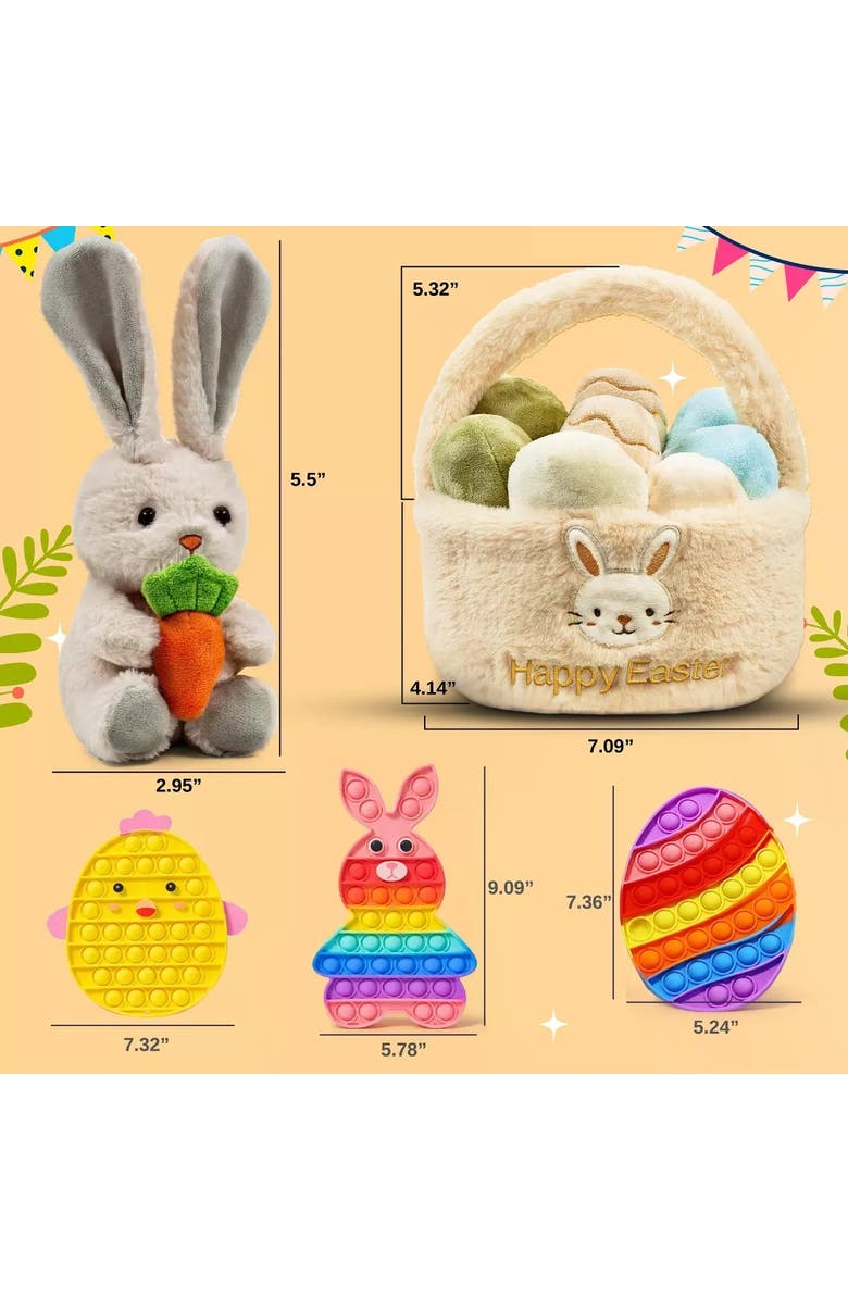 Sperric Plush Bunny with Carrot and Easter Basket Pop It Toy Set, Alternate, color,