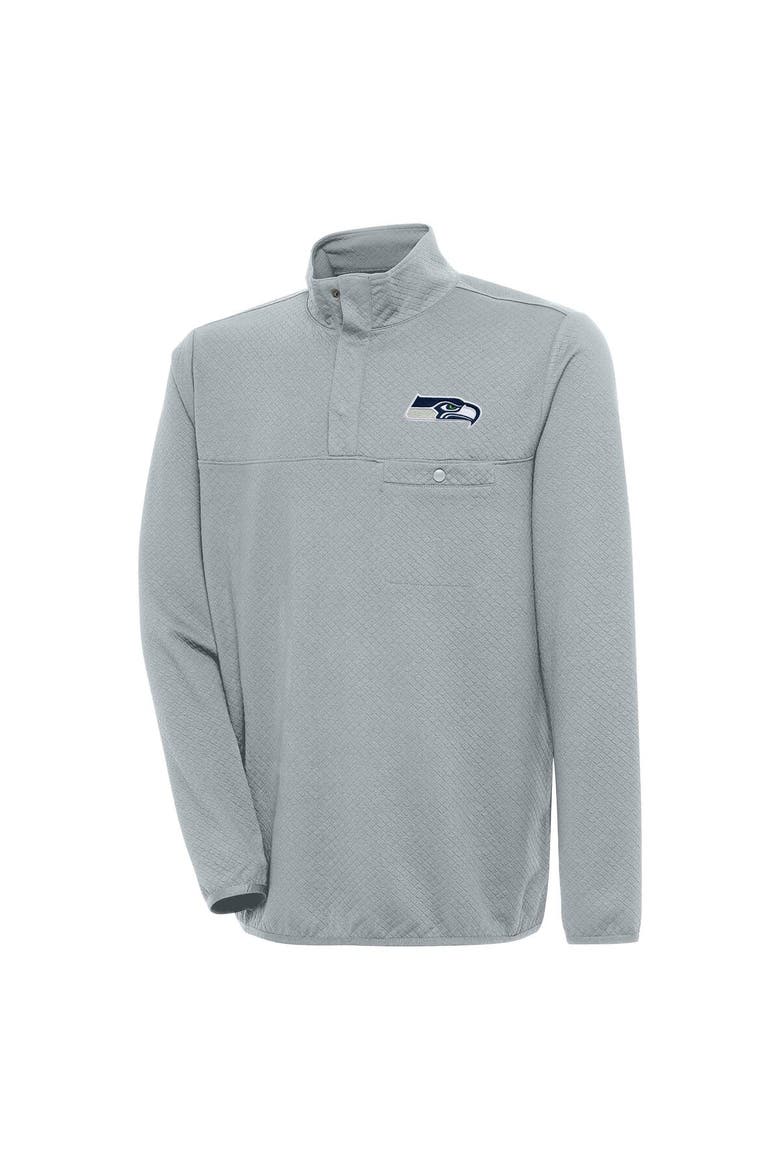 Men's Antigua  Gray Seattle Seahawks Streamer Quarter-Snap Pullover Jacket, Main, color, Gray