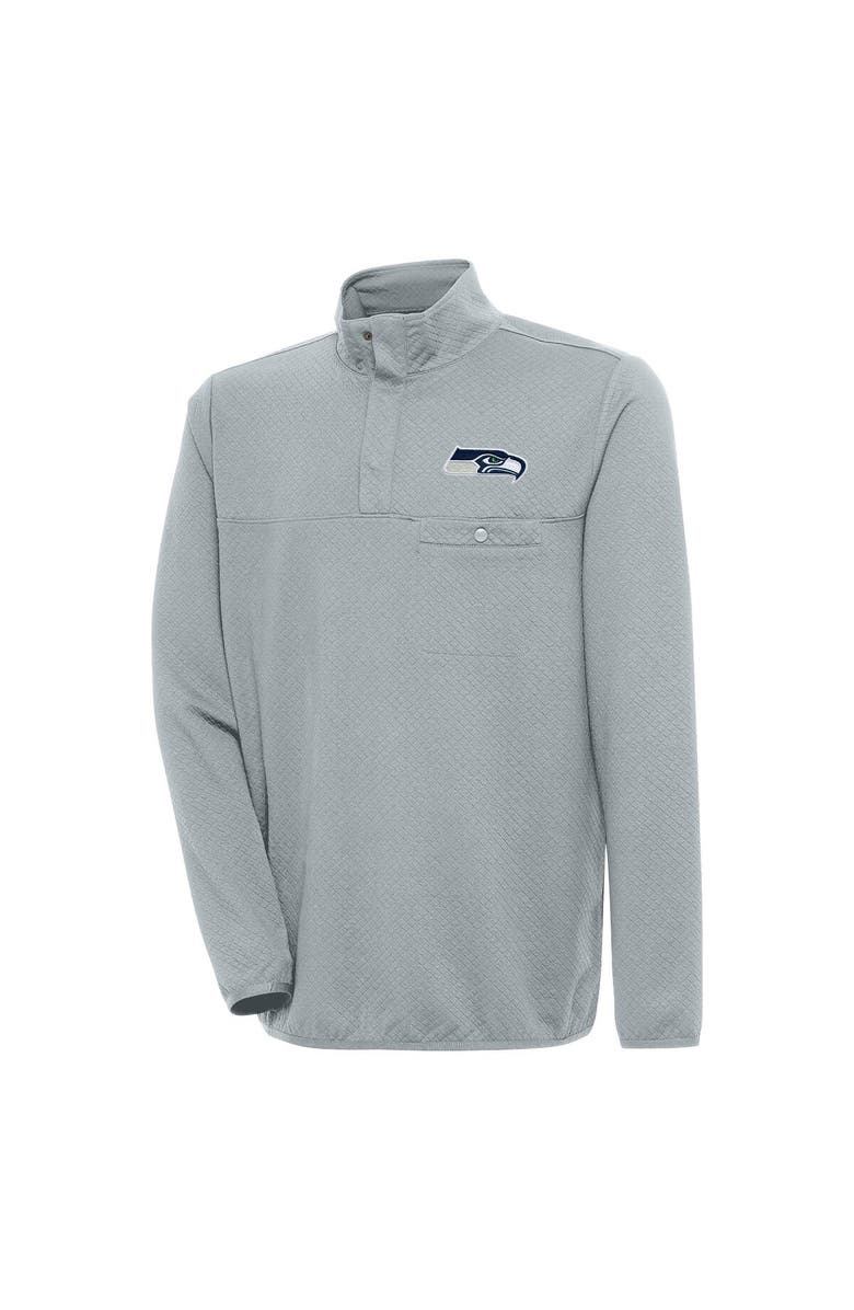 ANTIGUA Men's Antigua Gray Seattle Seahawks Streamer Quarter-Snap Pullover Jacket, Main, color,