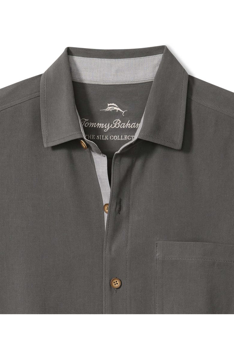 Tommy Bahama Where the Mild Things Are Silk Short Sleeve Shirt, Alternate, color, Fog Grey