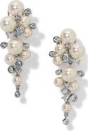 Nadri Undersea Imitation Pearl & Cubic Zirconia Cascade Drop Earrings