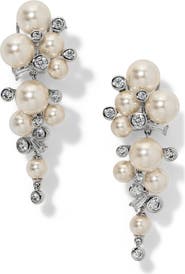 Nadri Undersea Imitation Pearl & Cubic Zirconia Cascade Drop Earrings