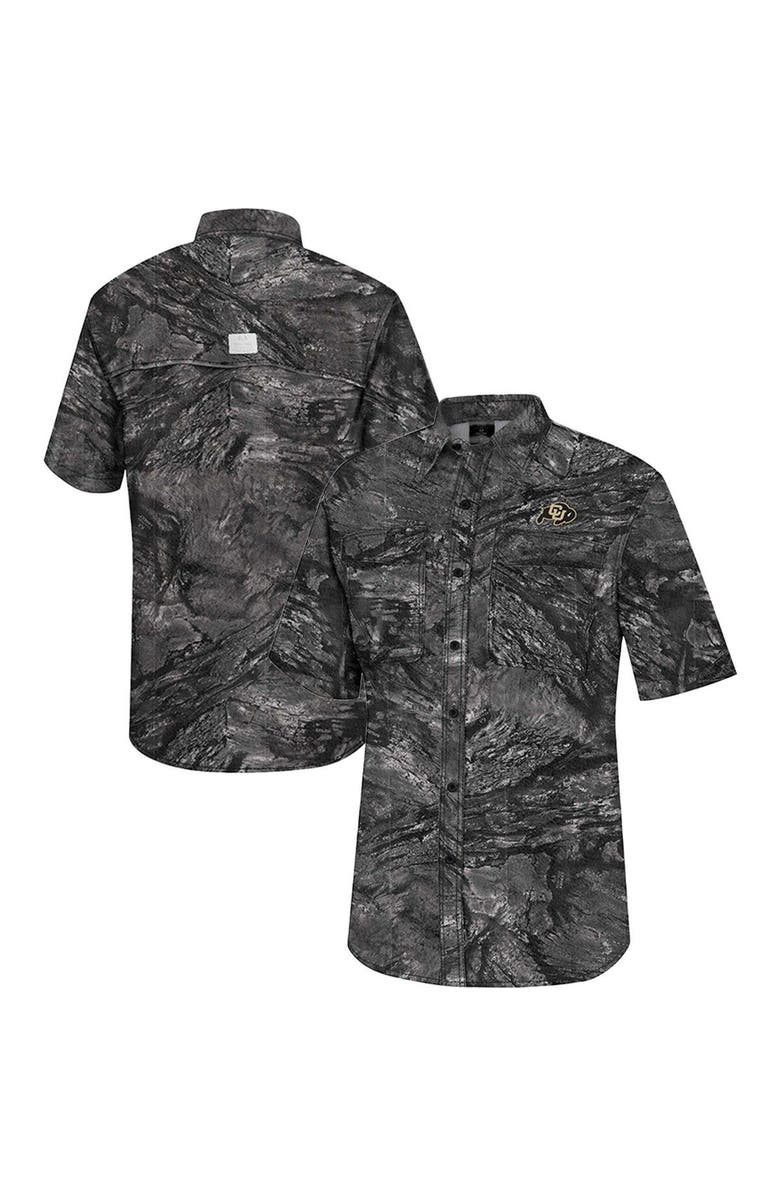 COLOSSEUM Men's Colosseum Charcoal Colorado Buffaloes Realtree Aspect Charter Full-Button Fishing Shirt, Main, color, Charcoal