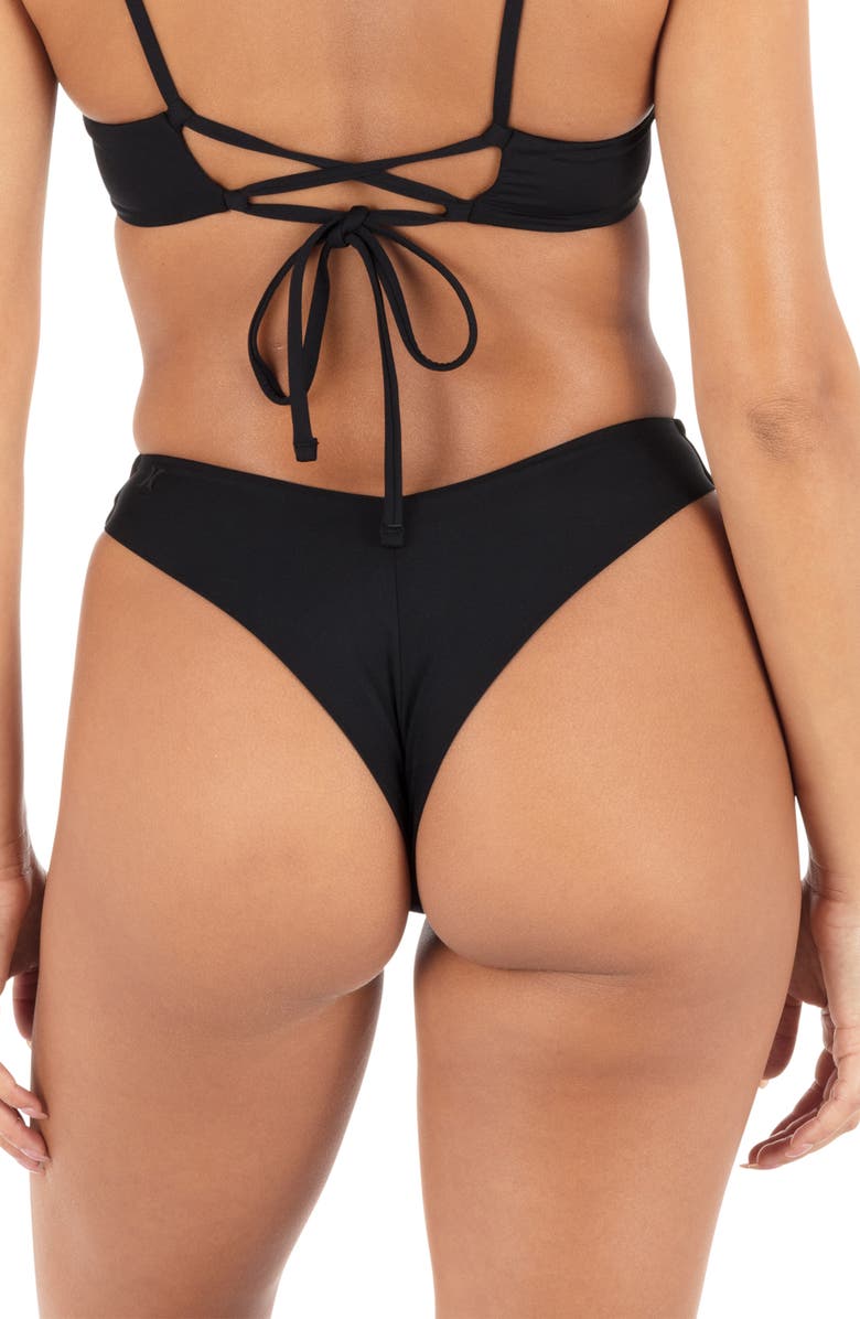 Hurley V-Front Skimpy Bikini Bottoms, Alternate, color, Black
