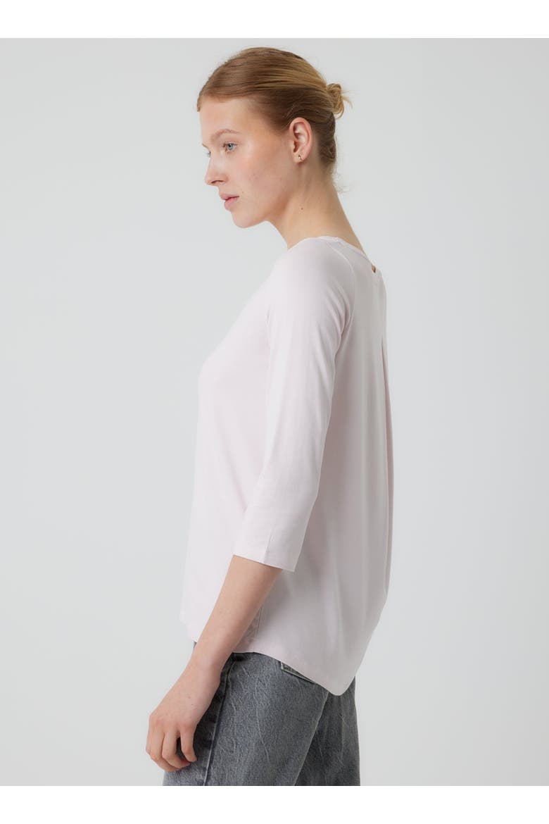 Soft Touch 3/4 Sleeve Pleated Back Crewneck Top, Alternate, color, PETALE