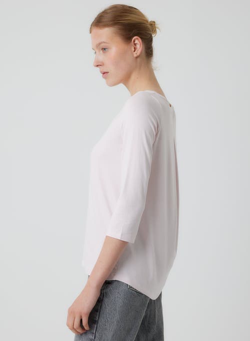 Majestic Filatures Soft Touch 3/4 Sleeve Pleated Back Crewneck Top In Pink