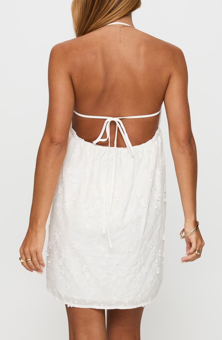 Princess Polly Daisy Chains Halter Open Back Cotton Mini Sundress, Alternate, color, White