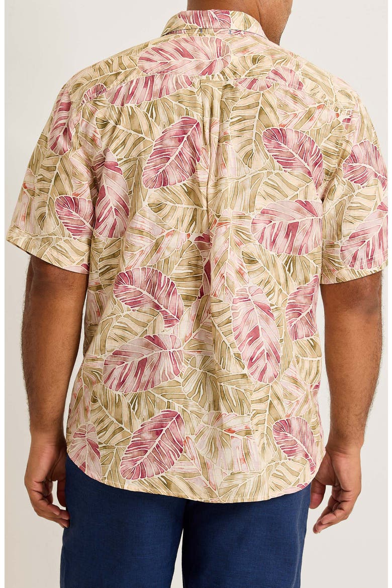 Sand Linen Villa Nueva Vines Short Sleeve Linen Blend Button-Up Shirt, Alternate, color, GOLDEN HONEY