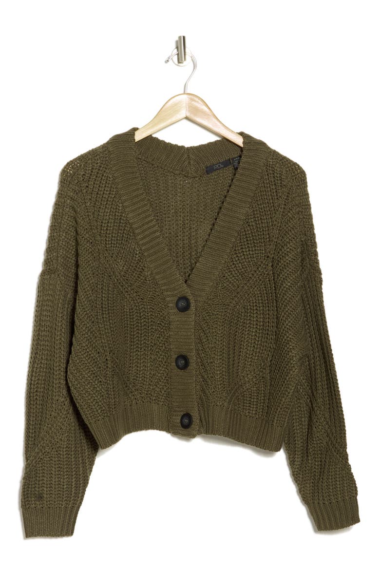 Chunky Knit Button Front Cardigan, Alternate, color, DRAB