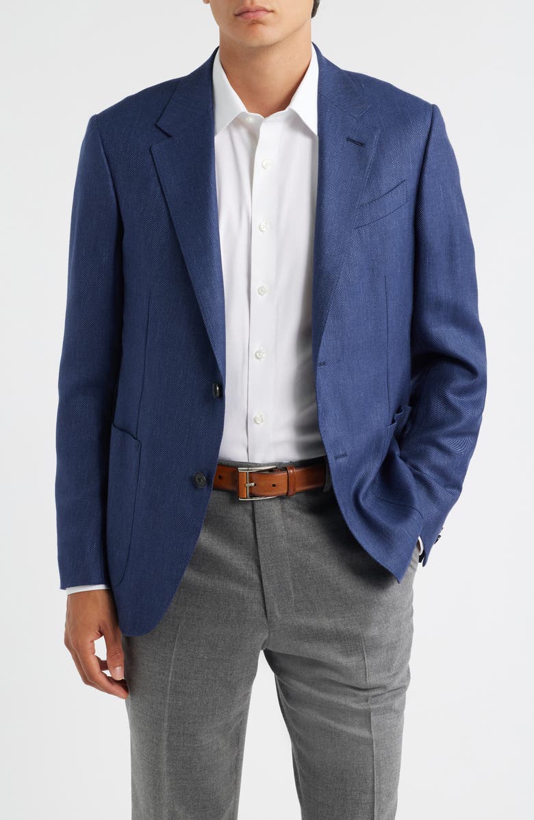 ZEGNA Cashmere, Silk & Linen Sport Coat, Main, color, Ink Blue