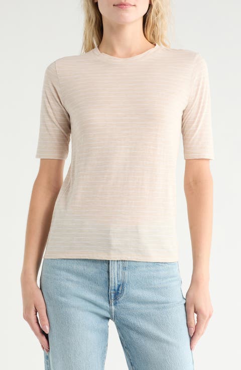 Essential Elbow Length Sleeve Pima Cotton T-Shirt