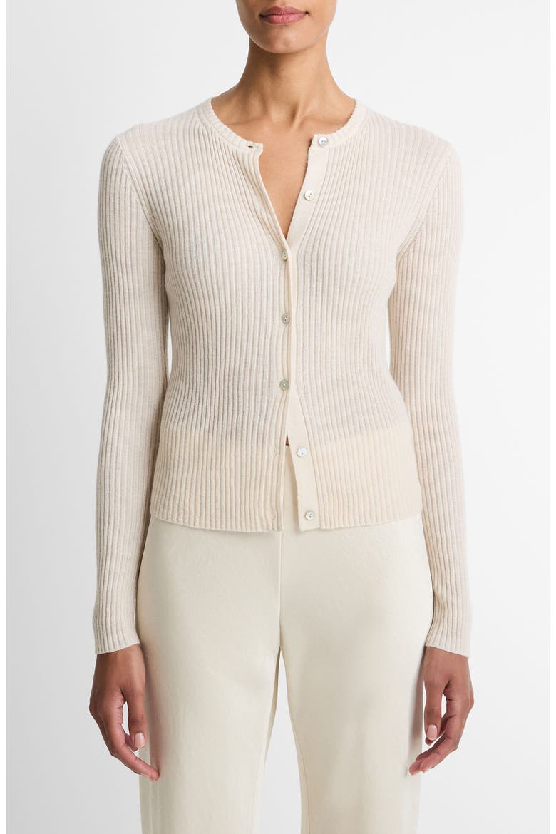 Cashmere & Silk Rib Cardigan, Main, color, WHITE SAND