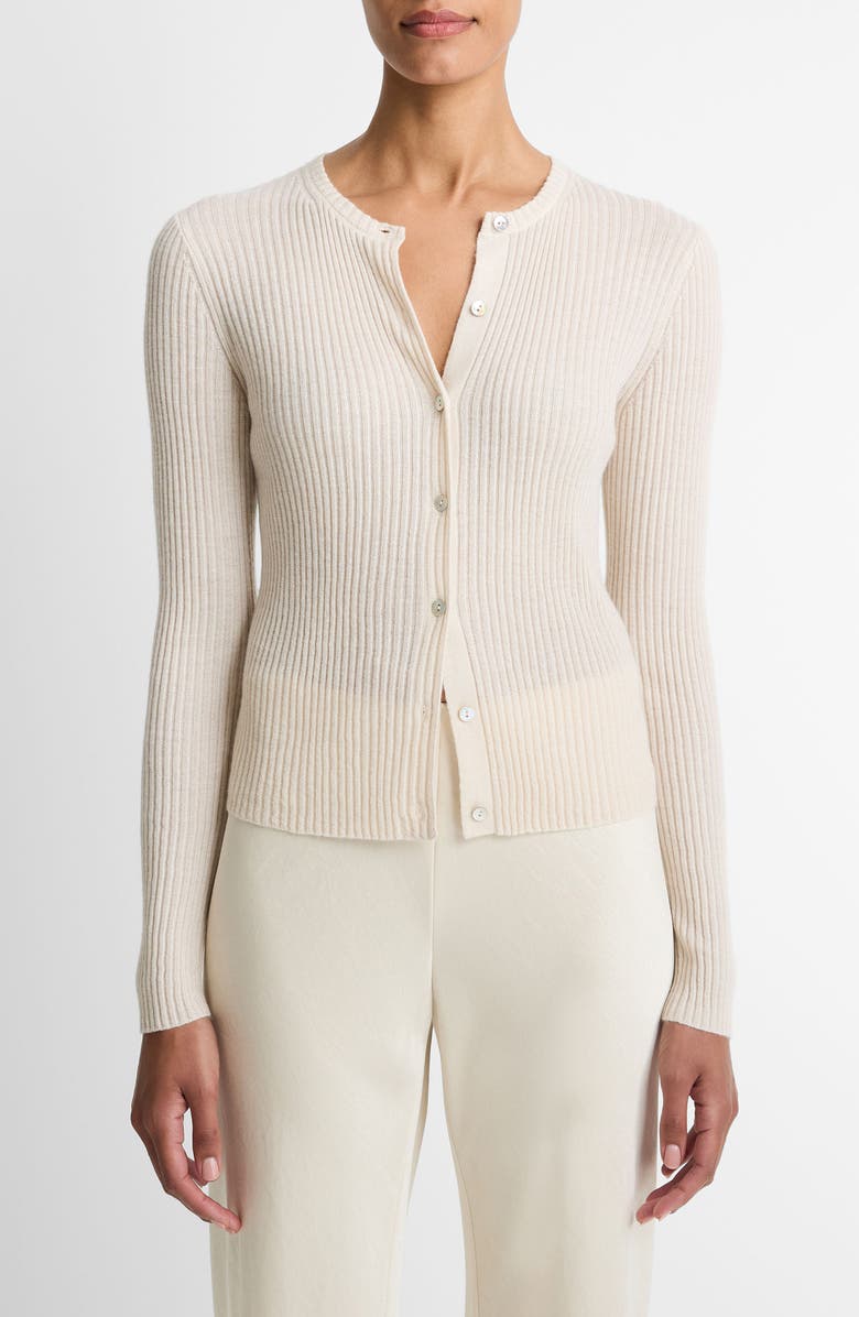 Vince Cashmere & Silk Rib Cardigan, Main, color, 