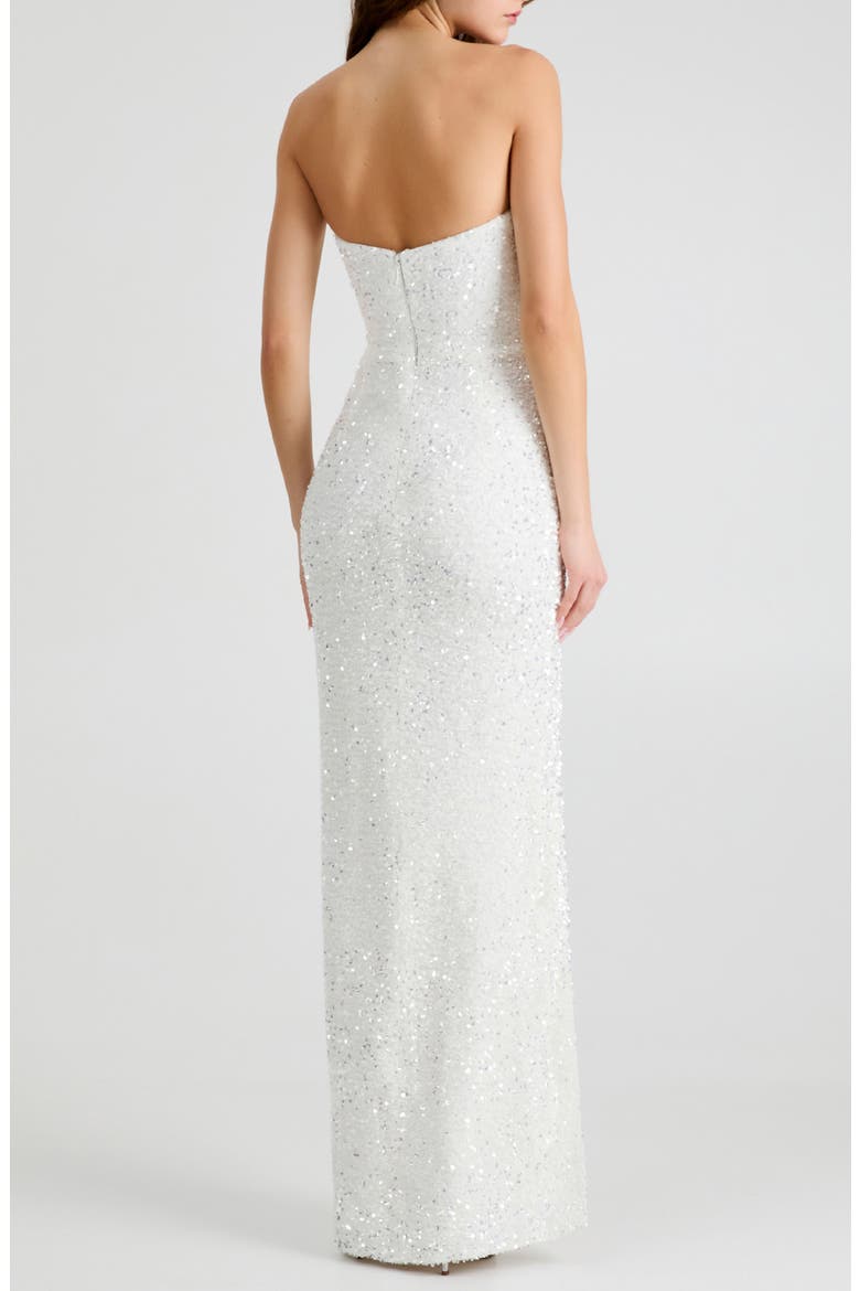 Lola Sequin Strapless Column Gown, Alternate, color, WHITE