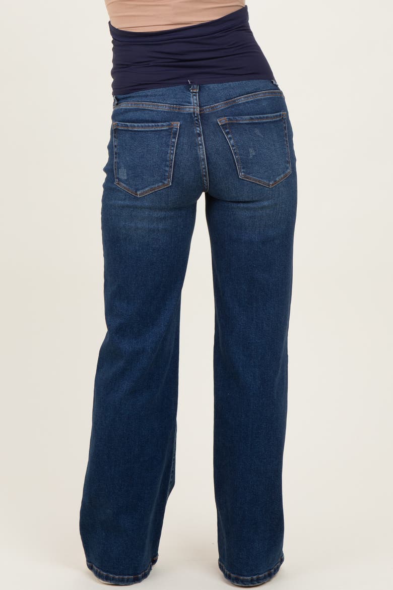 Dark Wash Relaxed Wide Leg Maternity Jeans, Alternate, color, Navy Blue