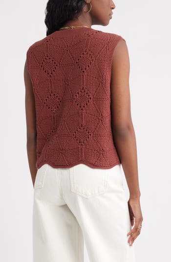 Bouclé Pointelle Sweater Vest