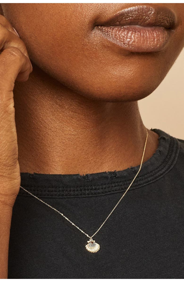 Oradina 14K Yellow Gold Seashell Pendant Necklace, Alternate, color, Yellow Gold