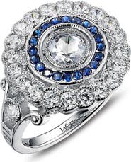 Lafonn Created Sapphire & Simulated Diamond Double Halo Ring