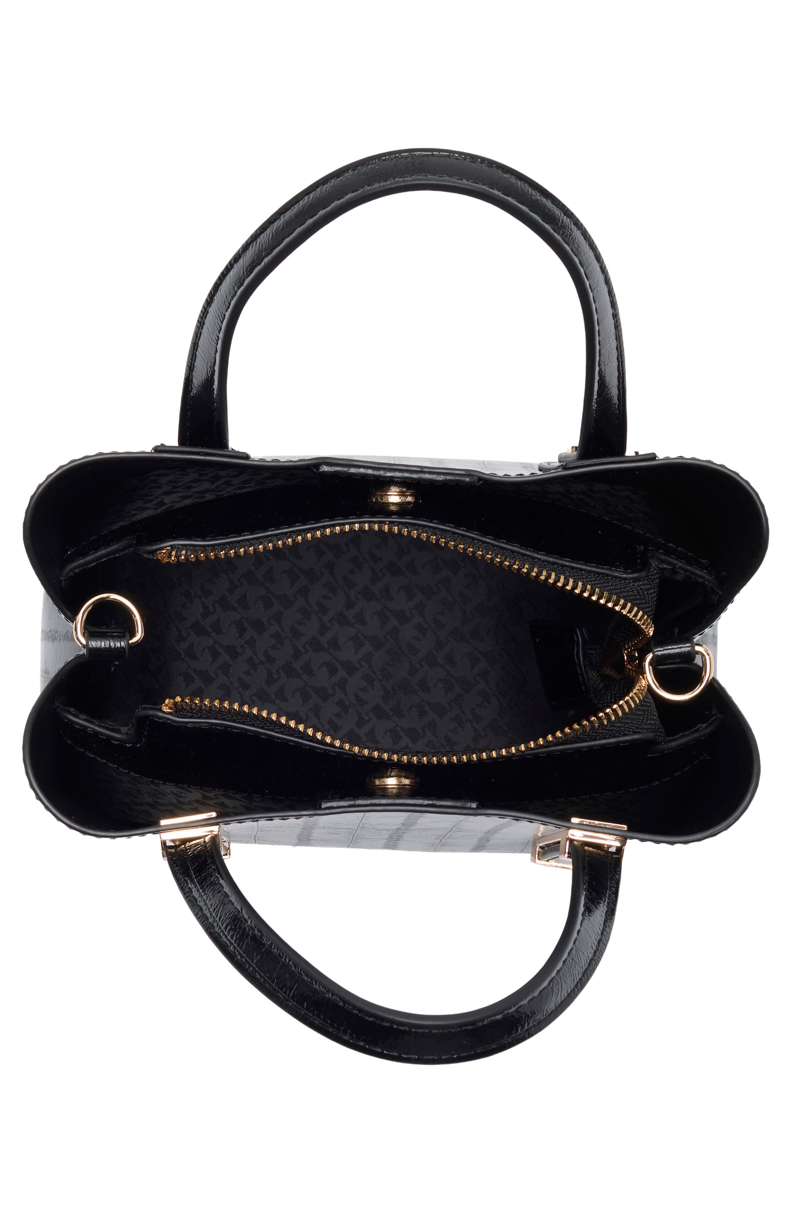 Dinky Dorrie Faux Leather Satchel, Alternate, color, BLACK