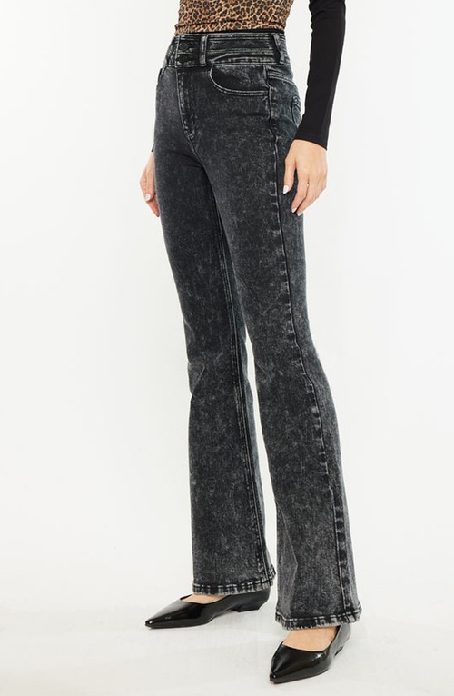 Kancan Amirah Ultra High Rise Flare Jeans In Black