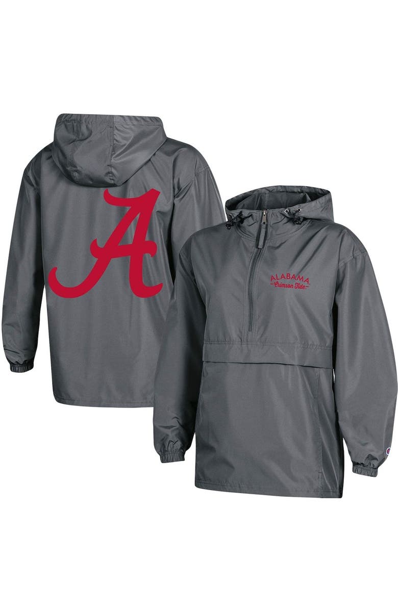 Champion Women's Champion Charcoal Alabama Crimson Tide Packable Half-Zip Light Rain Jacket, Main, color, 