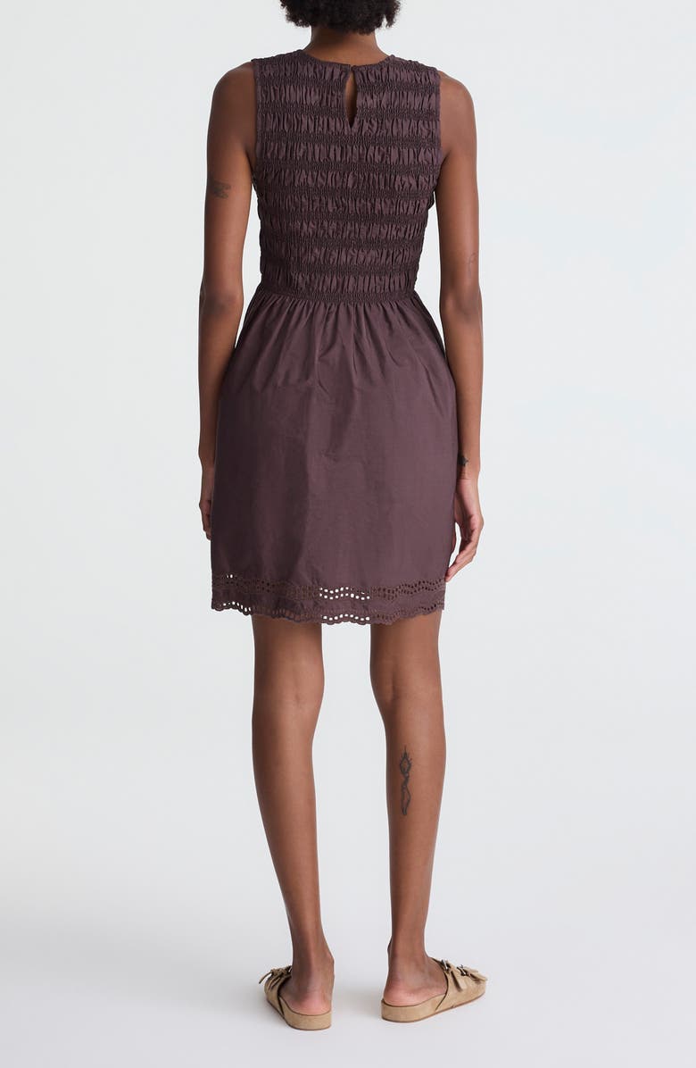 Madewell The Embroidered Melody Smocked Minidress, Alternate, color, Chocolate Plum